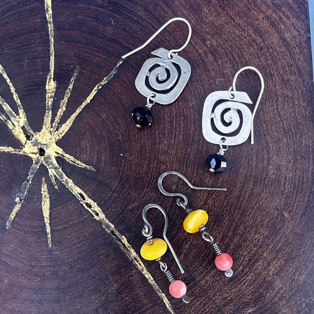 Sterling Silver Earring set of 2 90s Jewelry